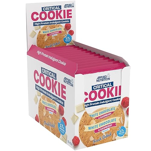 Applied Nutrition Protein Cookies - Critical Cookie, High Protein Snack (12 Pack x 85g) (White Chocolate & Raspberry)