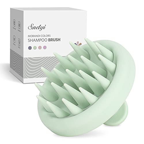Sndyi Silicone Scalp Massager Shampoo Brush, Hair Scrubber with Soft Silicone Bristles, Scalp Scrubber/Exfoliator for Dandruff Removal, Wet Dry Scalp Brush for Hair Growth & Scalp Care, Fir Green - Fir Green