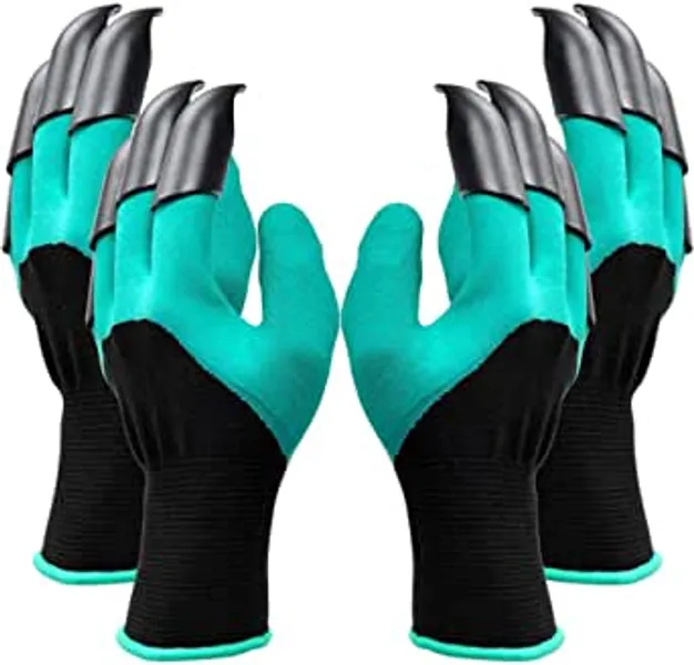 RZJZGZ 2 Pairs Garden Gloves with Claws for Women and Men Both Hands Gardening Work Gloves Garden Gloves Yard Work Safe Gloves for Easy Digging Planting