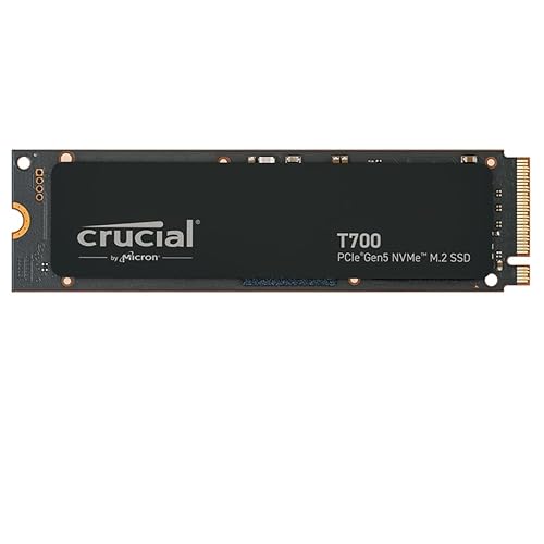 Crucial T700 4TB SSD PCIe Gen5 NVMe M.2 Internal Gaming SSD, Up to 12,400MB/s, Microsoft DirectStorage, PCIe 4.0 Backwards Compatible, Solid State Drive - CT4000T700SSD3 - 4TB - T700 (up to 12,400MB/s)