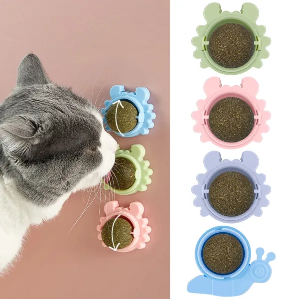 ruggito 4 Stück Katzenminze Balls Spielzeug für Katze, Drehbare Katzenminze Wandroller für Katze Zähne knirschen - Catnip Balls Toys