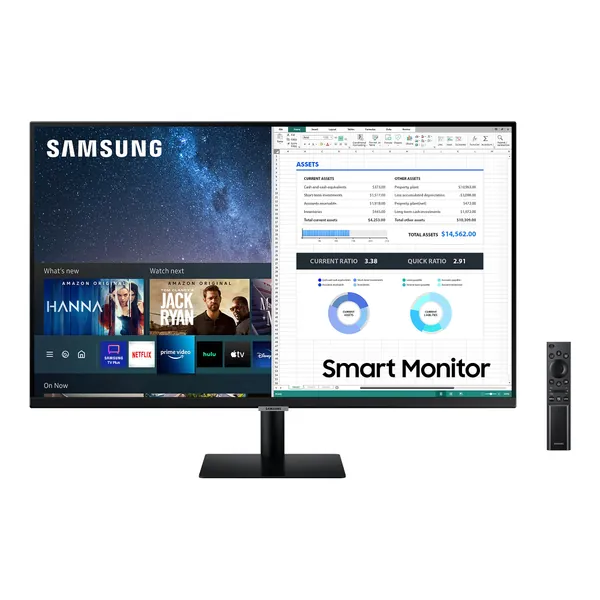 Samsung M7 Monitor S32AM702UR, 32 Zoll, VA-Panel, Bildschirm mit Lautsprechern, 4K UHD-Auflösung, Bildwiederholrate 60 Hz, Randlos, Smart TV Apps mit Fernbedienung, Auto Source Switch Plus