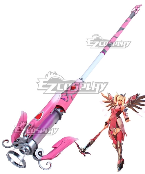 Overwatch OW Pink Mercy Charity Skin Mercy Angela Ziegler Staff Cosplay Weapon Prop - B Edition