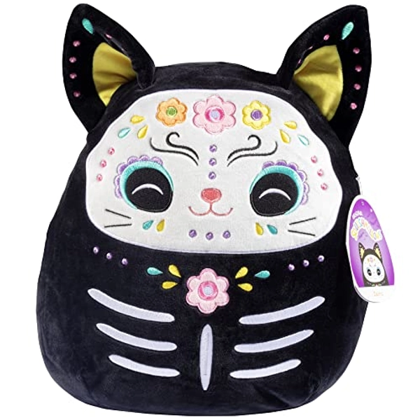 Squishmallow 12" Zelina The Day of Dead Cat - Official Kellytoy Plush - Cute and Soft Black Kitty Stuffed Animal - Great Gift for Kids