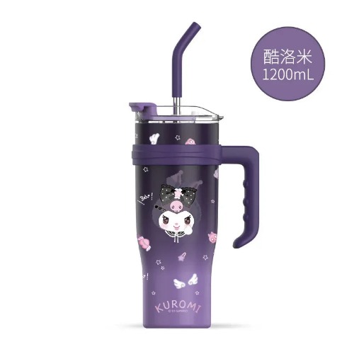 Kawaii Thermos Tumblers With Straw | 1200ml Kuromi