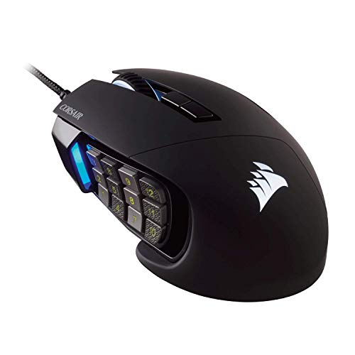 Corsair Scimitar Pro RGB - MMO Gaming Mouse - 16,000 DPI Optical Sensor - 12 Programmable Side Buttons - Black - Black - Pro - Gaming Mouse