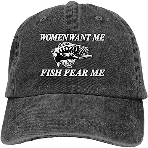 Women Want Me Fish Fear Me Classic Baseball Cap - Black