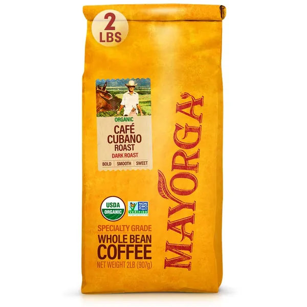 MAYORGA COFFEE Café Cubano Roast, the World's Smoothest Organic Coffee, Specialty-Grade, Non-GMO, Direct Trade, 100% Whole Arabica Beans, 2lb Bag…