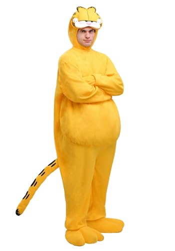 Adult Garfield Costume for Men, Cat Mascot Halloween Bodysuit, Classic Cartoon Cat Costume for Parties & Dressup - Standard