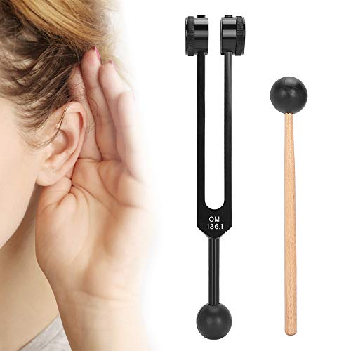 Brrnoo 136,1 Hz Stimmgabel, medizinische Stimmgabel aus Aluminiumlegierung Yoga-Heilungstest Vibrationsschalltherapie-Stimmwerkzeug mit Gummihammer