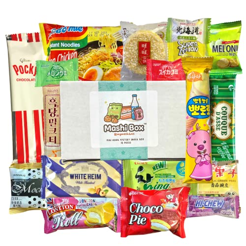 Mashi Box Asian Mystery Mini Snack Box - 18 Items - Includes 1 Full Sized Item with Asian Snack Variety from Japan, Korea, China, Vietnam, Indonesia, etc