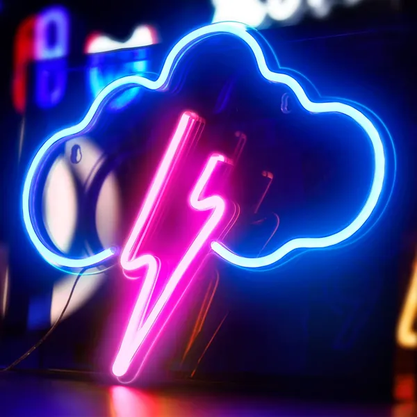 Koicaxy Neon Sign, Cloud Led Neon Light Wall Light Wall Decor, Battery or USB Powered Light Up Acrylic Neon Sign for Bedroom, Kids Room, Living Room, Bar, Party, Christmas, Wedding - Blue Pink