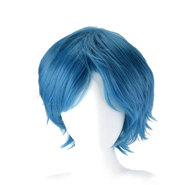 PLUSKER 30cm Women Anime Short Straight Blue Fluffy Hair Wig for Sailor Mizuno Ami Mercury Cosplay Party Synthetic Costume Hair Wigs - 
