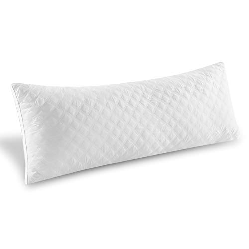 Oubonun Full Body Pillow for Sleeping-Adjustable Firm and Fluffy Body Pillows for Adults-Long and Large Pillow for Bed- 21"x54" - White-white Side