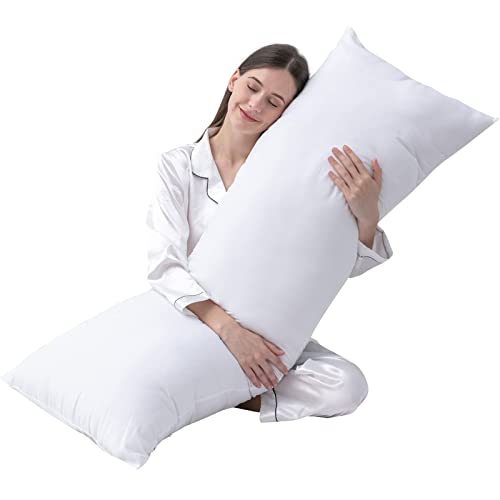 DOWNCOOL Large Body Pillow Insert- Breathable Full Body Pillow for Side Sleeper - Soft Long Bed Pillow for Adults - 20 x 54 inch - Pillowinsert-white