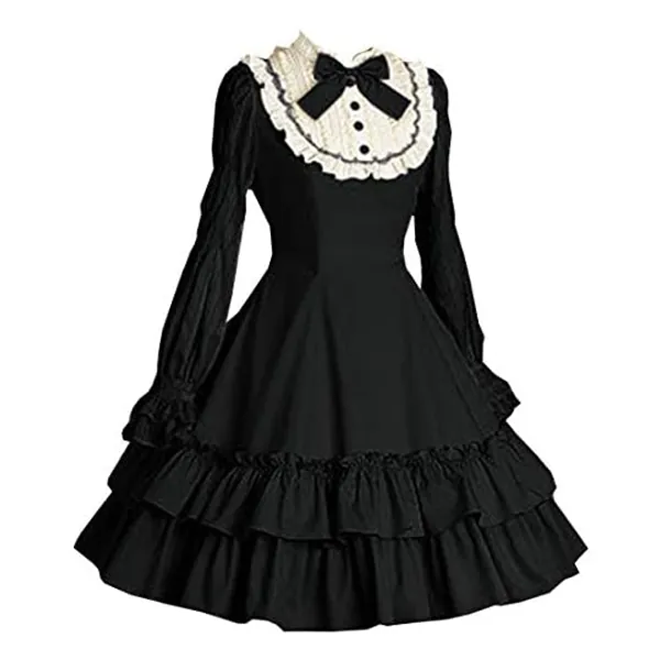 
                            I-Youth Women Girls Black Gothic Lolita Dress Long Sleeves Multi Layers Classic Sweet Lolita Dresses
                        
