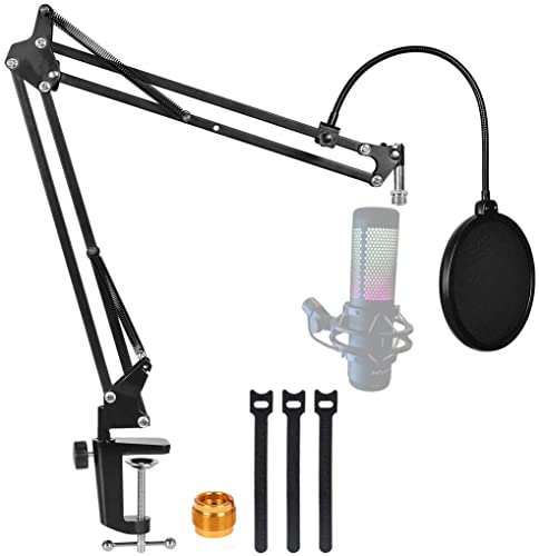Compatible with HyperX Quadcast S Mic Boom Arm, For Hyperx Quadcast Microphone Adjustable Stand with Pop Filter,Windscreen to Improve Sound Quality By YUZUHOME - For HyperX Quadcast S Mic Boom Arm