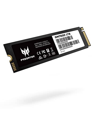 acer Predator GM7000 1TB NVMe Gen4 Gaming SSD, M.2 2280, Compatible with PS5, PCIe 4.0 Internal PC Solid State Hard Drive Up to 7400MB/s - BL.9BWWR.105 - 1TB