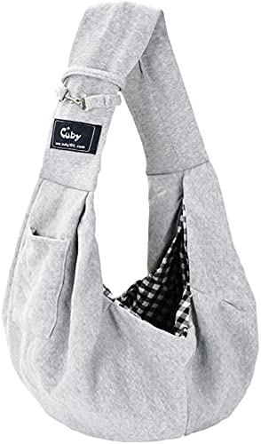 Cuby Dog and Cat Sling Carrier – Hands Free Reversible Pet Papoose Bag - Soft Pouch and Tote Design – Suitable for Puppy, Small Dogs, and Cats for Outdoor Travel (Classic Grey) - Classic Grey