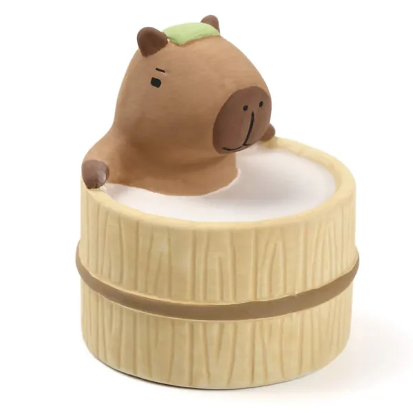 Aroma Ceramic Stone Diffuser [Japan Import] Aromatherapy Essential Oil Diffuser, Non Electric, Passive, Unique, Cute, Animal, Design for Women, Men, and Gifts (Bathing Capybara)