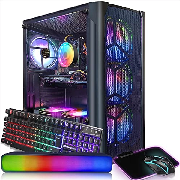 STGAubron Gaming Desktop PC Computer,Intel Core I7 3.4 GHz up to 3.9 GHz,Radeon RX 580 8G GDDR5,16G RAM,512G SSD,WiFi,Bluetooth 5.0,RGB Fanx6,RGB Keyboard&Mouse&Mouse Pad,RGB BT Sound Bar,W10H64