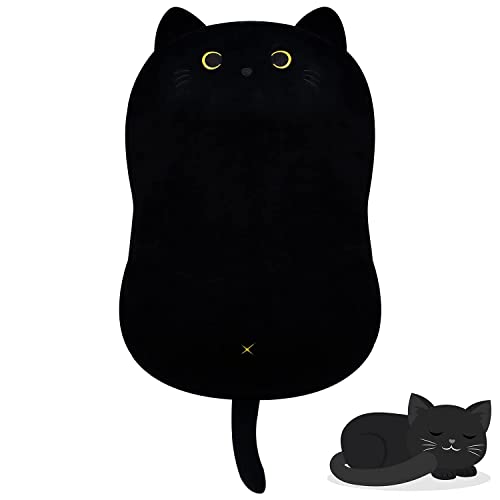 iBccly Black Cat Plush Toy Pillow,Soft Doll Plushie Pillow,Stuffed Animal Soft Pillow Baby Toys Shape Design Sofa Decoration - 18in(black)