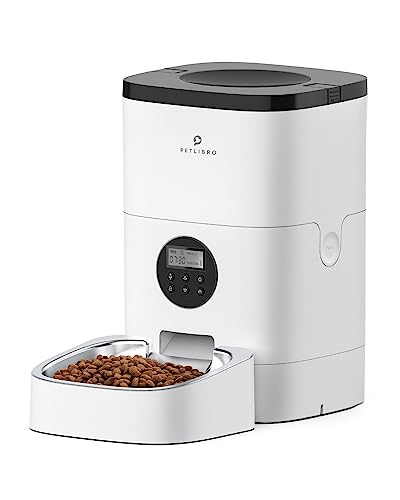 PETLIBRO Automatic Cat Feeder, Automatic Cat Food Dispenser with Timer Interactive Voice Recorder, Auto Cat Feeder with 1-4 Meals Control Dry Food - 4L - White Opaque