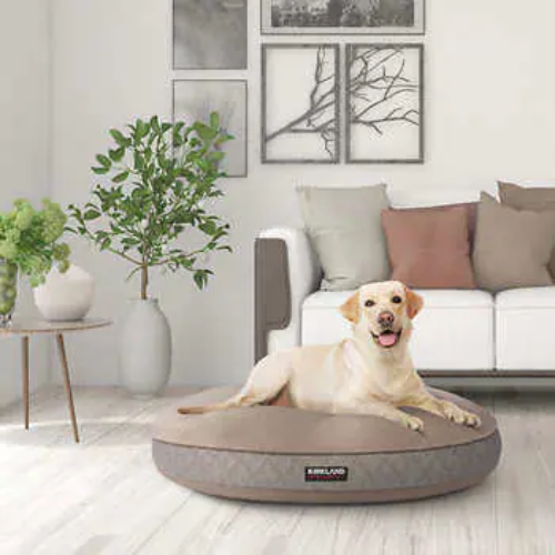 Kirkland Signature 42” Round Pet Bed, Taupe Diamond