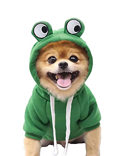 XIAOYU Puppy Dog Hoodie Cats Hoodies Pet Clothes Stylish Fruit Sweatershirt for Dog Cat Small Medium Pets, Frog, M - Medium - Frog