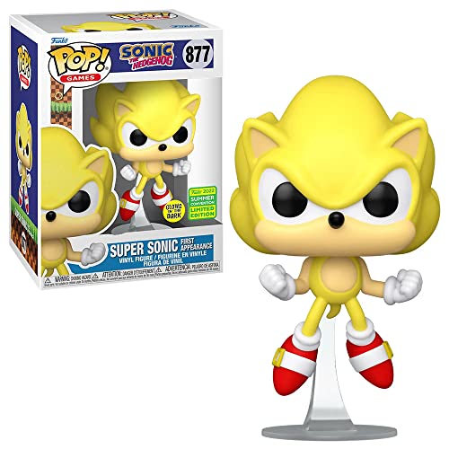 POP Funko 65259 ! Games: Sonic The Hedgehog - Super Sonic First Appearance (Summer Convention 2022 Glow in The Dark Exclusive) #877, Grey, One Size