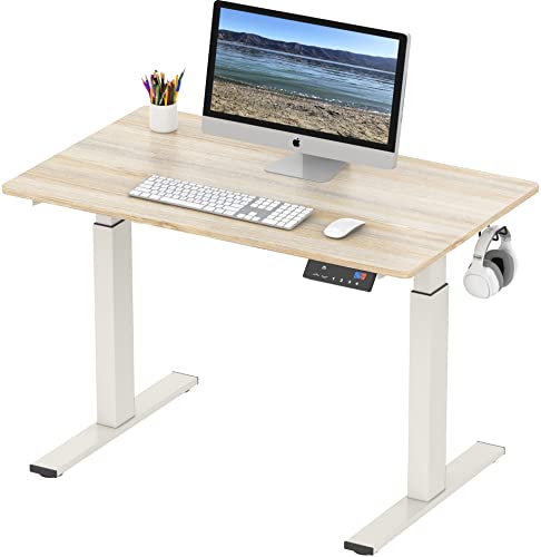 SHW Memory Preset Electric Height Adjustable Standing Desk, 40 x 24 Inches, Maple - Maple - 40-Inch
