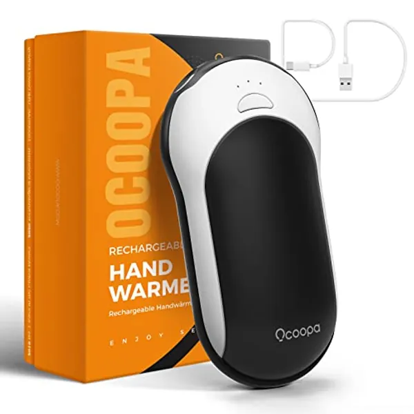OCOOPA Quick Charge Hand Warmers, Power Delivery 10000 mAh USB C Electric Hand Warmer Rechargeable Power Bank, 15hrs Long Lasting, 3 Heat Levels, Perfect for Outdoors, Great Gift Women Men - Black