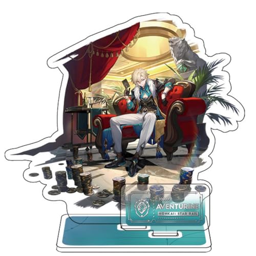 Sonsoke Honkai Star Rail Game Figure Stand Bilayer Figure Acrylic Peripheral Ornaments Collections Cosplay (Aventurine) - Aventurine