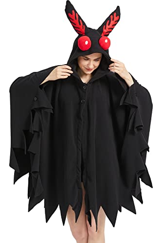 MORNINGFLY Unisex Mothman Costume Mothman Cosplay Hooded Christmas Costumes Party Cape