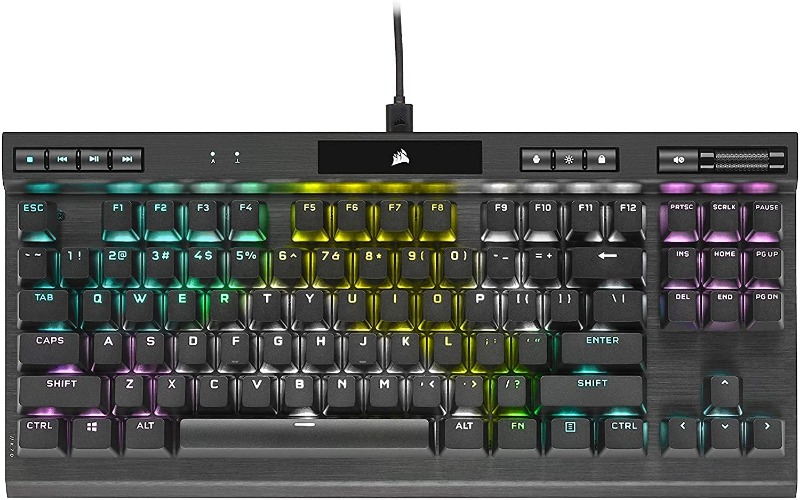 Corsair K70 RGB TKL CHAMPION SERIES Tenkeyless Mechanical Gaming Keyboard (CHERRY MX Red Keyswitches: Linear and Smooth, PBT Double-Shot Keycaps, Per-Key RGB LED Backlighting) QWERTY US Layout, Black - K70 RGB TKL CHAMPION SERIES CHERRY MX RED Switches