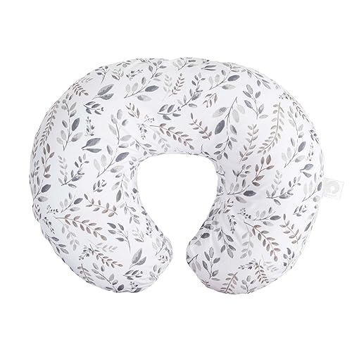 Boppy Original Nursing Pillow, Gray Taupe Leaves, Ergonomic Nursing Essentials for Bottle and Breastfeeding, Firm Fiber Fill, with Removable Pillow Cover, Machine Washable - Original Nursing Pillow - Gray Taupe Leaves