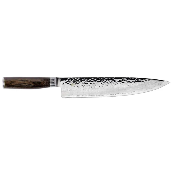 Shun Cutlery Premier Chef's Knife 10”, Long, Light Kitchen Knife, Ideal for All-Around Food Preparation, Authentic, Handcrafted Japanese Knife, Professional Chef Knife