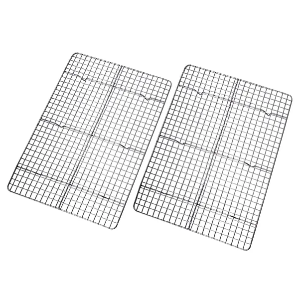 Checkered Chef Cooling Rack - Set of 2 Stainless Steel, Oven Safe Grid Wire Racks for Cooking & Baking - 11 ¾" x 17" - 11.75" x 17"