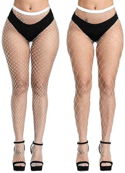 GARTOL High Waisted Fishnet Tights Stockings Women, High Waist Fishnets Sheer Pantyhose (One Size)