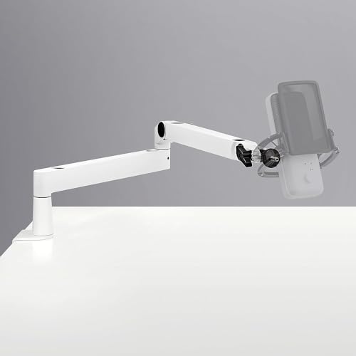 Elgato Wave Mic Arm LP White - Premium Low Profile Microphone Arm with Cable Management, Desk Clamp, Versatile Mounting and Fully Adjustable, Perfect for Podcast, Streaming, Gaming, Home Office - White - Low Profile