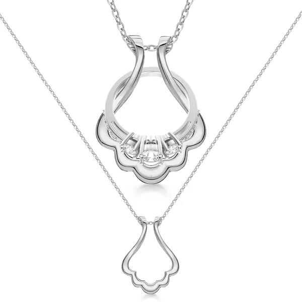 Emily C Original Patented Ring Holder Necklace - Sterling Silver Necklace Ring Holder - Women & Men Wedding Ring Holder Necklace - Women & Men Engagement Ring Necklace Holder - Gift for Her - Mothers Day Gift - Scallop