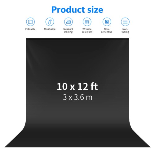 NEEWER 3x3.6M / 10x12Ft Collapsible Backdrop | Black