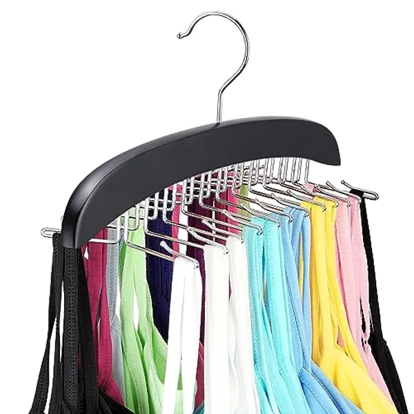 Resovo Tank Top Hanger with Premium Wood, 24 Large Capacity, Space Saving,360 Degree Rotating, Foldable Metal Hooks, Tank Tops