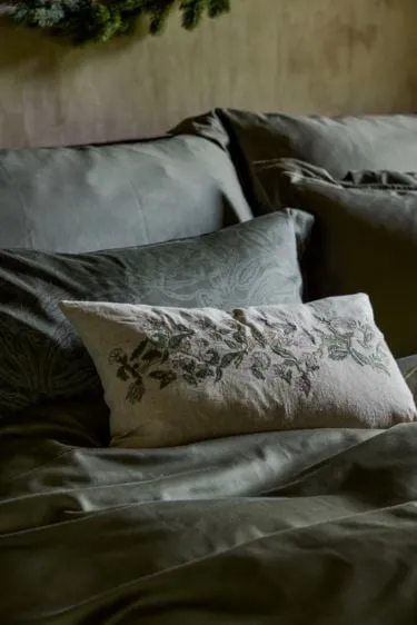 Satin Olive green linen