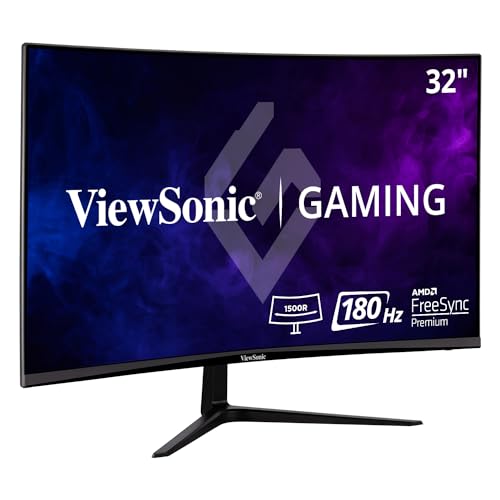 ViewSonic OMNI VX3218-PC-MHD 32 Inch Curved 1080p 1ms 165Hz Gaming Monitor with FreeSync Premium, Eye Care, HDMI and Display Port - Monitor - VX3218-PC-MHD
