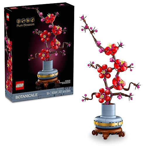 LEGO Icons Plum Blossom Building Sets for Adults - Artificial Flower for Dinner Table Centerpiece, Living Room Home Decor, Ages 18+ - DIY Craft Kits - 10369
