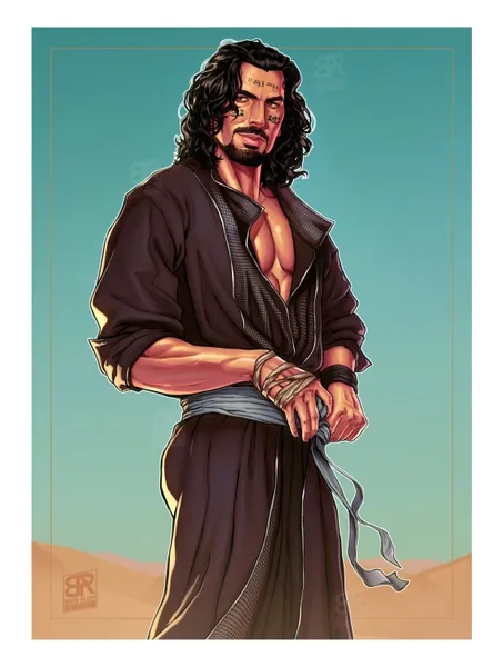 LIMITED EDITION Sparkly Metallic Ardeth Bay The Mummy  -  Art Print Oded Fehr Poster