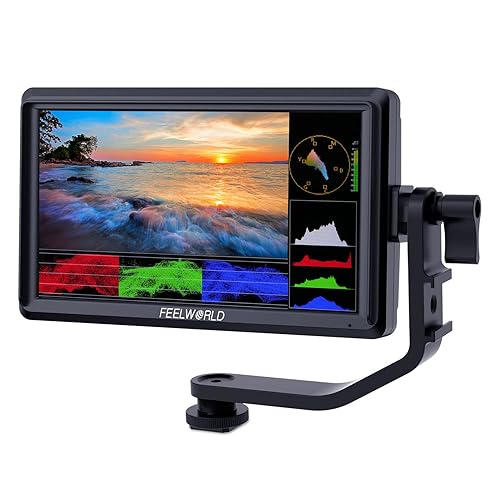 FEELWORLD FW568 V3 6 inch DSLR Camera Field Monitor with Waveform LUTs Video Peaking Focus Assist Small Full HD 1920x1080 IPS with 4K HDMI 8.4V DC Input Output Include Tilt Arm
