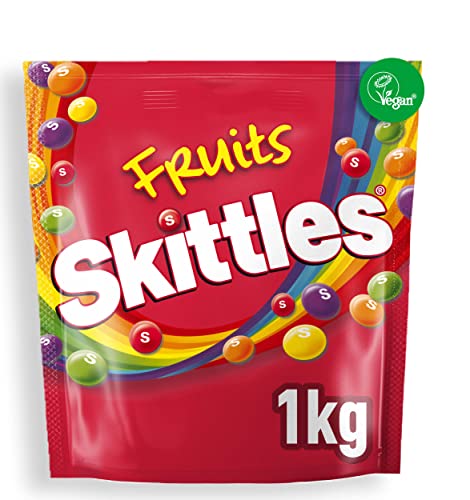 Skittles Vegan Sweets, Fruit Chewy Sweets, Bulk Sharing Bag, Sweets Gift, 1 kg - Fruits - 1 kg (Pack of 1)