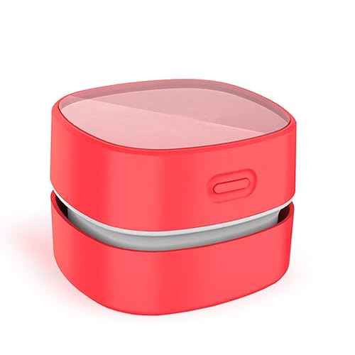 ODISTAR Desktop Vacuum Cleaner,Mini Table dust Sweeper Energy Saving,High Endurance up to 400 mins,Cordless&360º Rotatable for Cleaning Hairs,Crumbs,Computer Keyboard of Gifts for Kids (Red) - Red - AA Battery